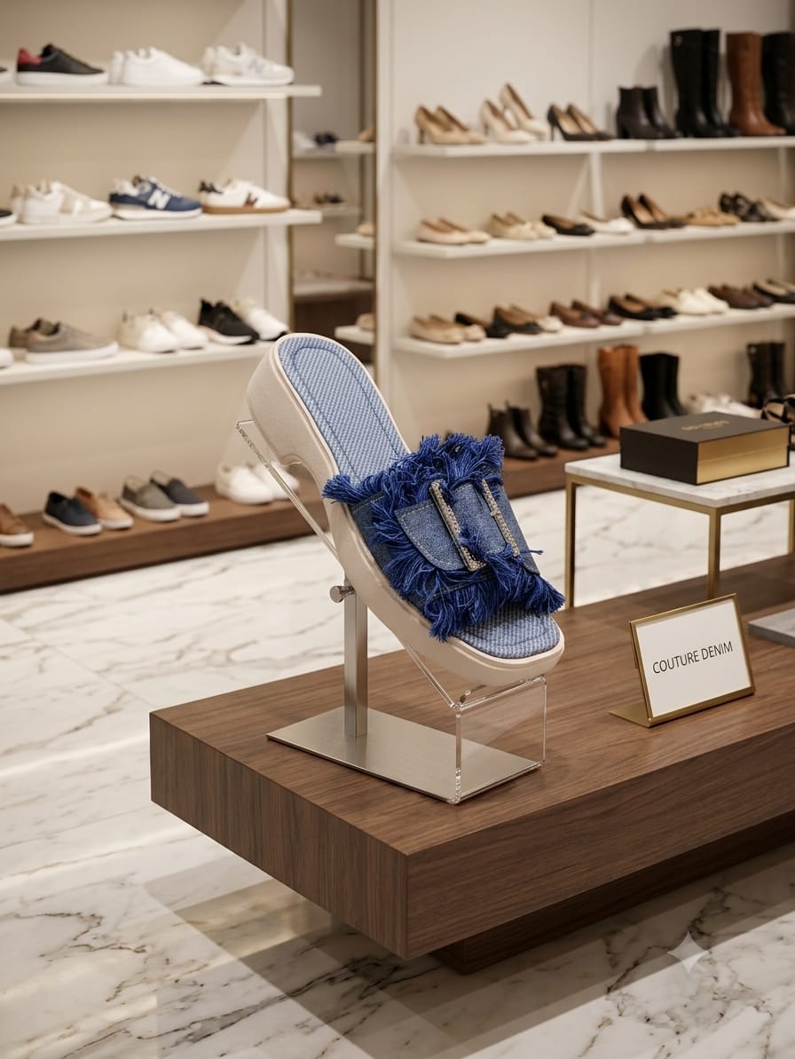 [DRAFT — set price] Couture Denim Fringe Buckle Slide