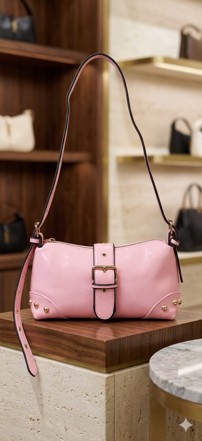 Vintage Stud Shoulder Bag (Pink)