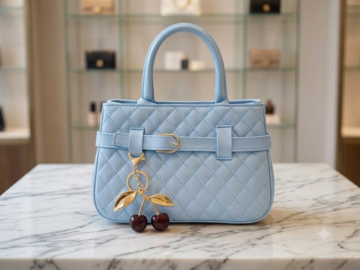 Cherry Charm Mini Bag (Light Blue)