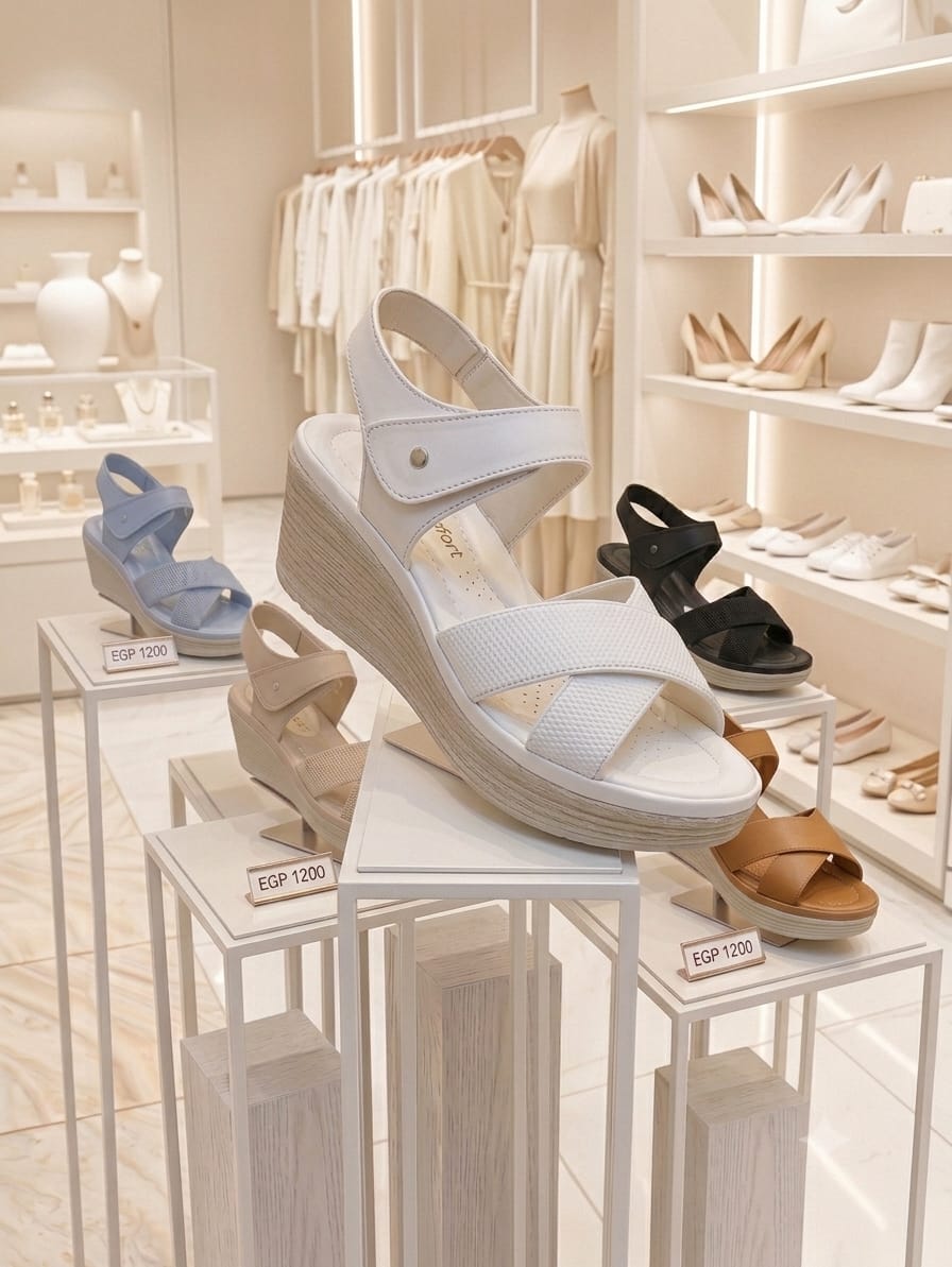 Cross-Weave Comfort Wedge (White)