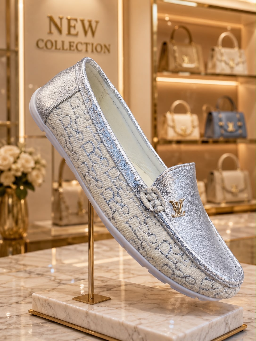 Monogram Chain Loafer (Silver)