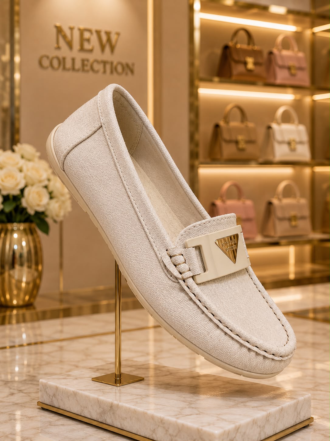 Denim Weave Loafer (Cream)