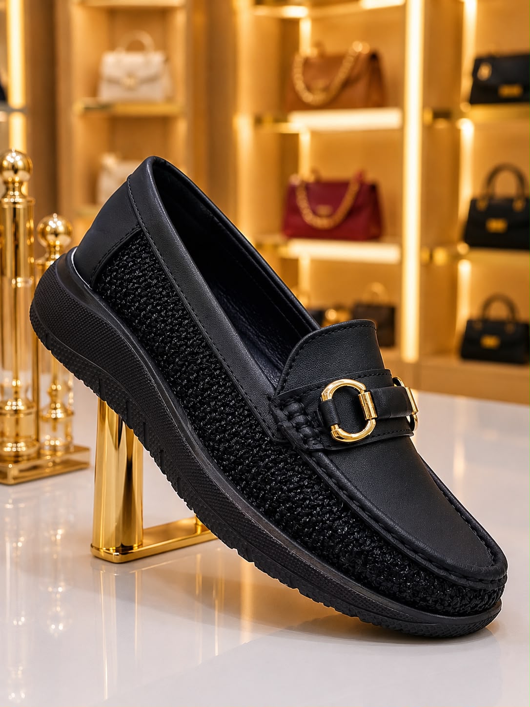 Raffia Comfort Loafer (Black)