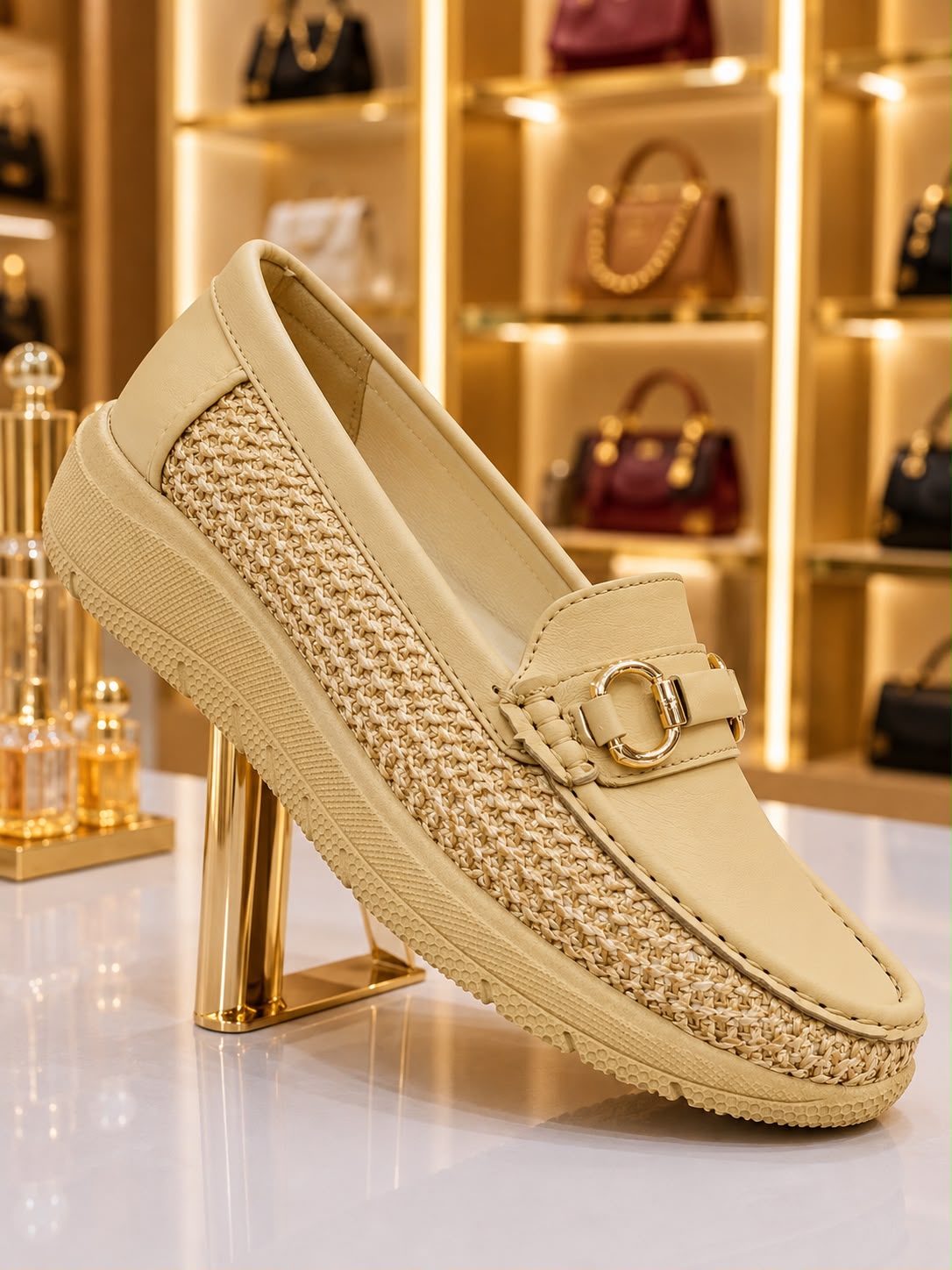 Raffia Comfort Loafer (Beige)
