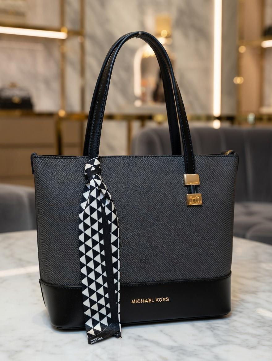 Scarf-Tie Tote Bag (Black)