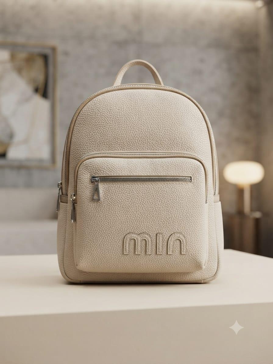 Natural Leather Backpack (Cream)