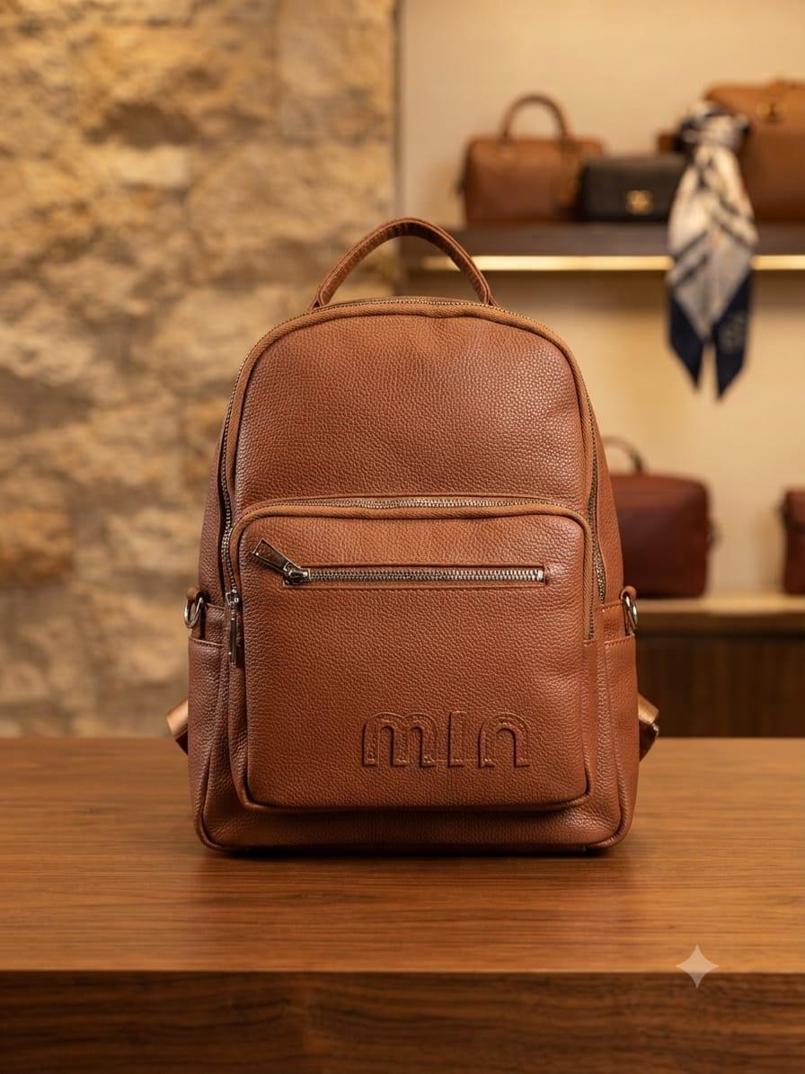 Natural Leather Backpack (Cognac)