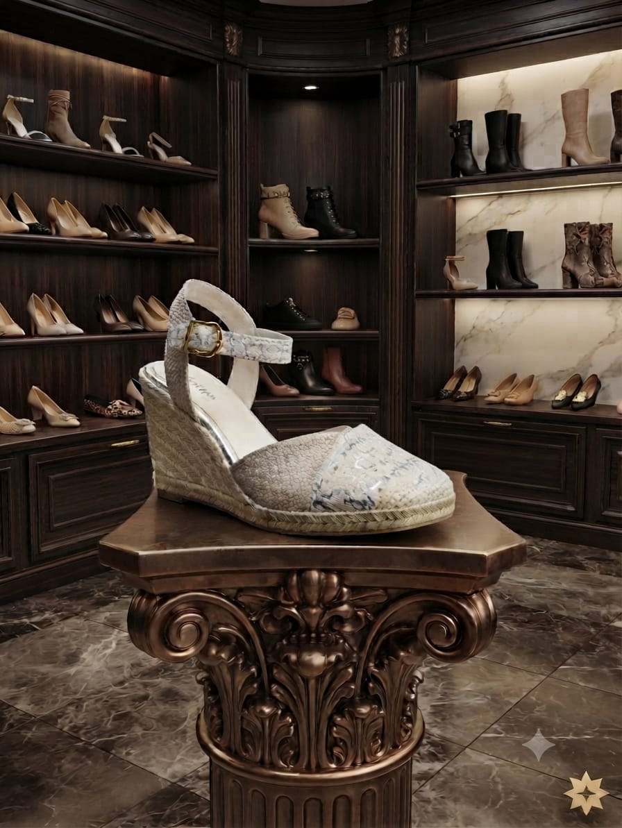Crackle Snake Espadrille Wedge
