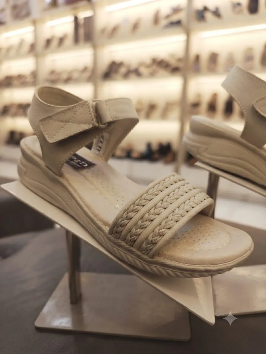 Braided Rope Wedge Sandal (Ivory)