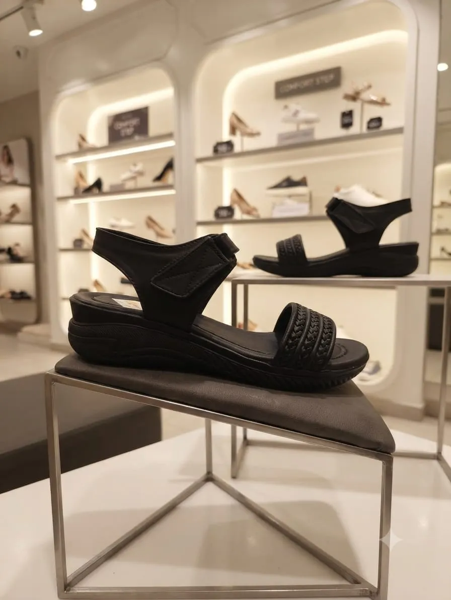Braided Rope Wedge Sandal (Black)