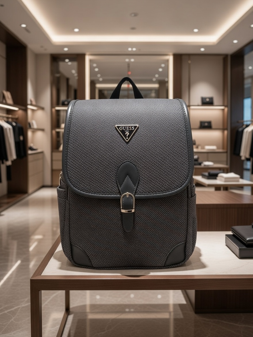 GUESS Black Tweed Backpack
