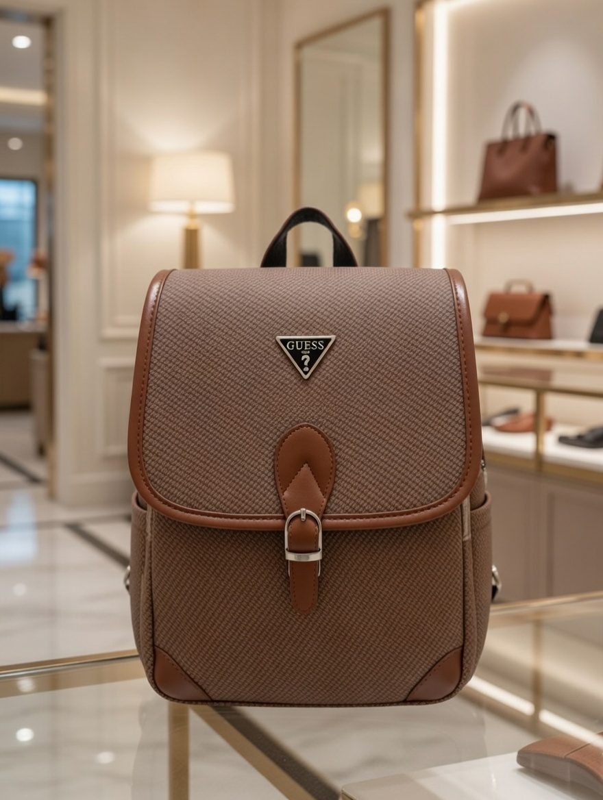 GUESS Brown Woven Backpack