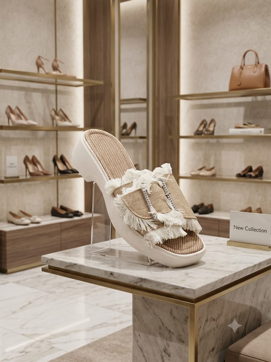Natural Raffia Fringe Slide